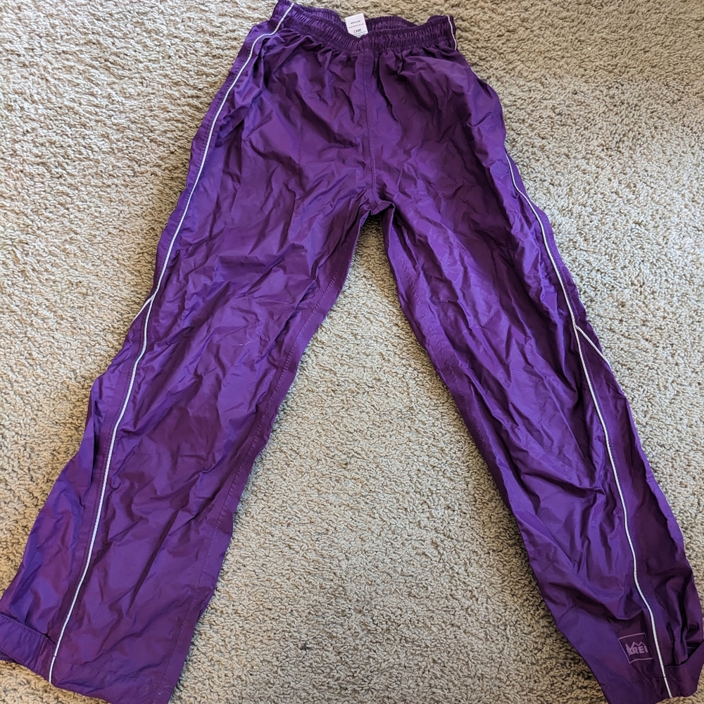 Purple REI rain pants kids 8